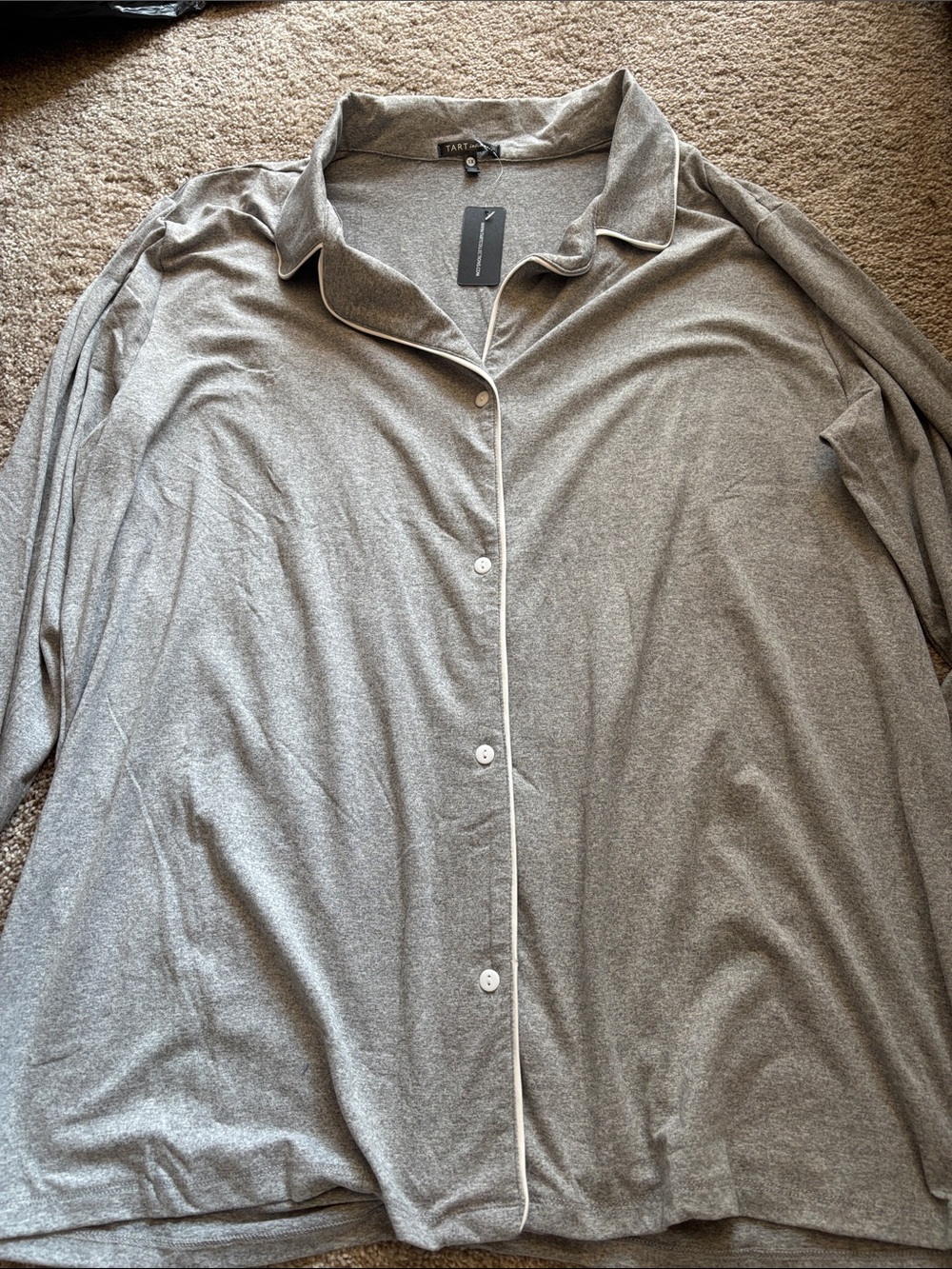 Tart intimates Gray Button-Front Lounge Top